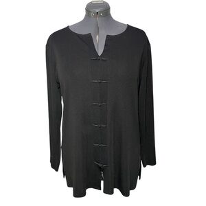 Exclusively Misook Black Tunic Top Shirt Womens Large L Acrylic Pullover